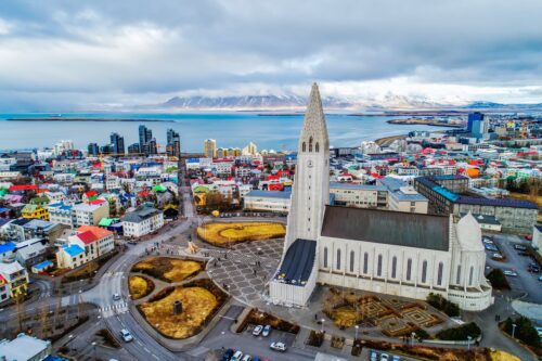 Vista del barrio de Midborg en Reikiavik